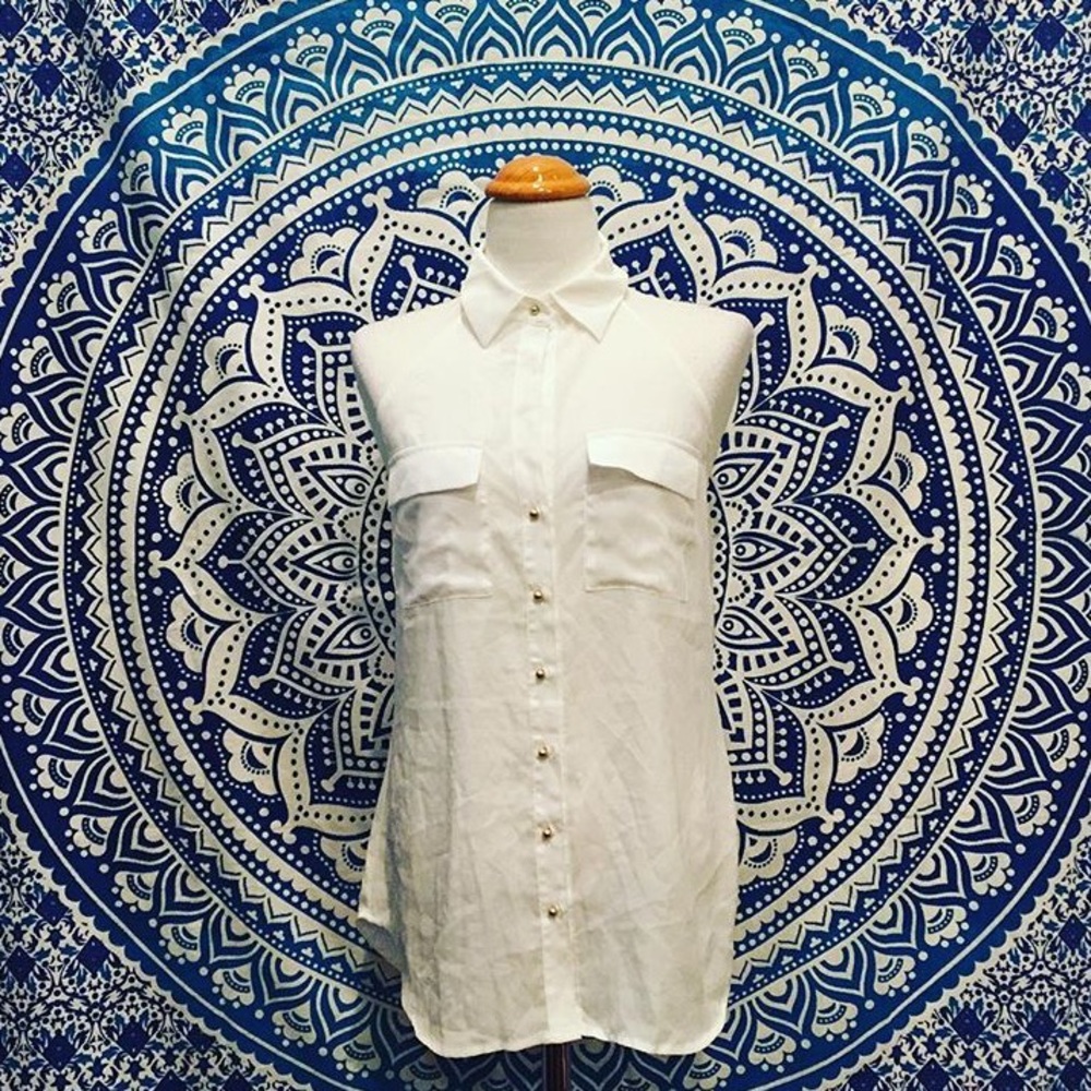 Eva Mendes Button Up Halter Blouse